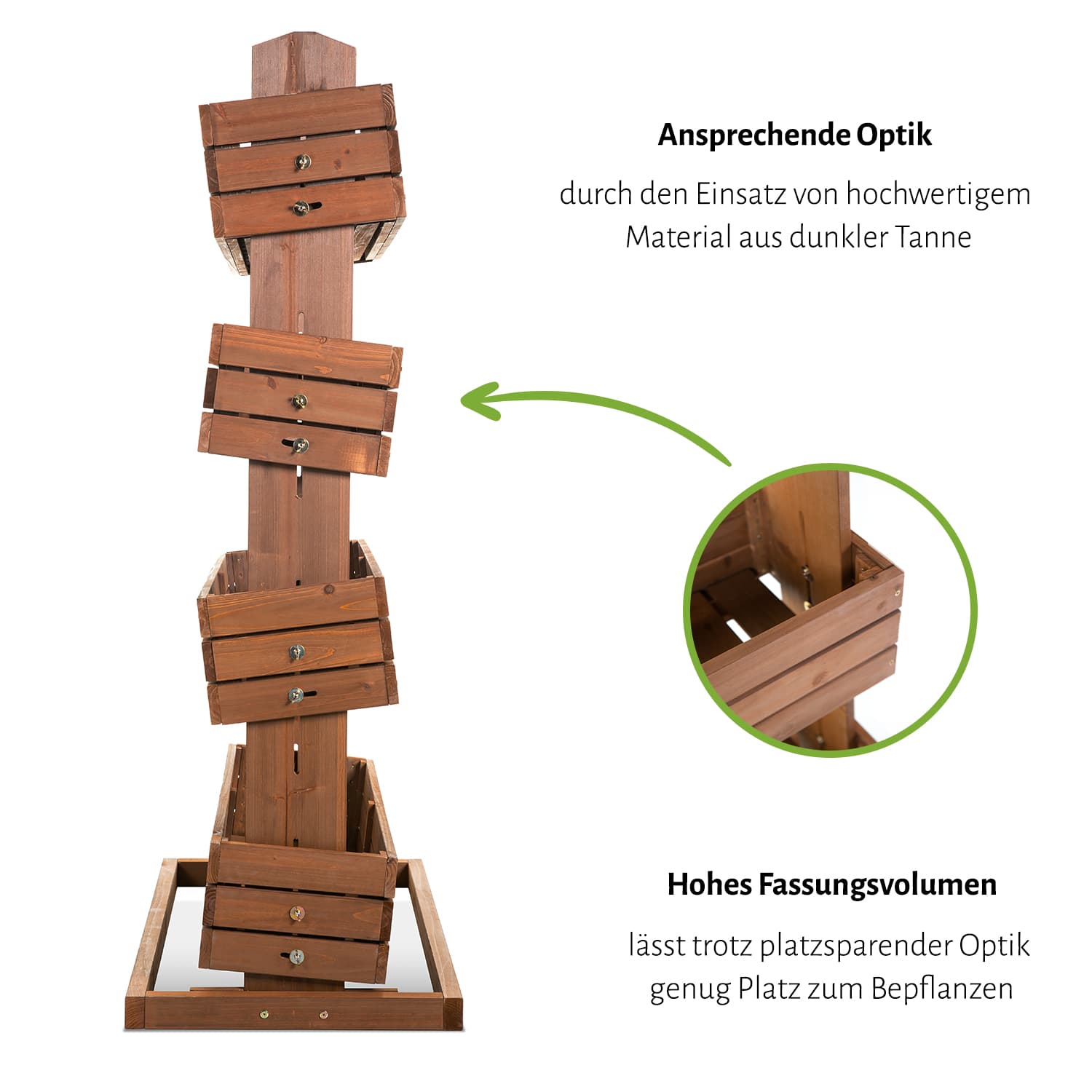 Vertikales Hochbeet "CUBE 4", 85 x 50 x 145 cm - Tanne