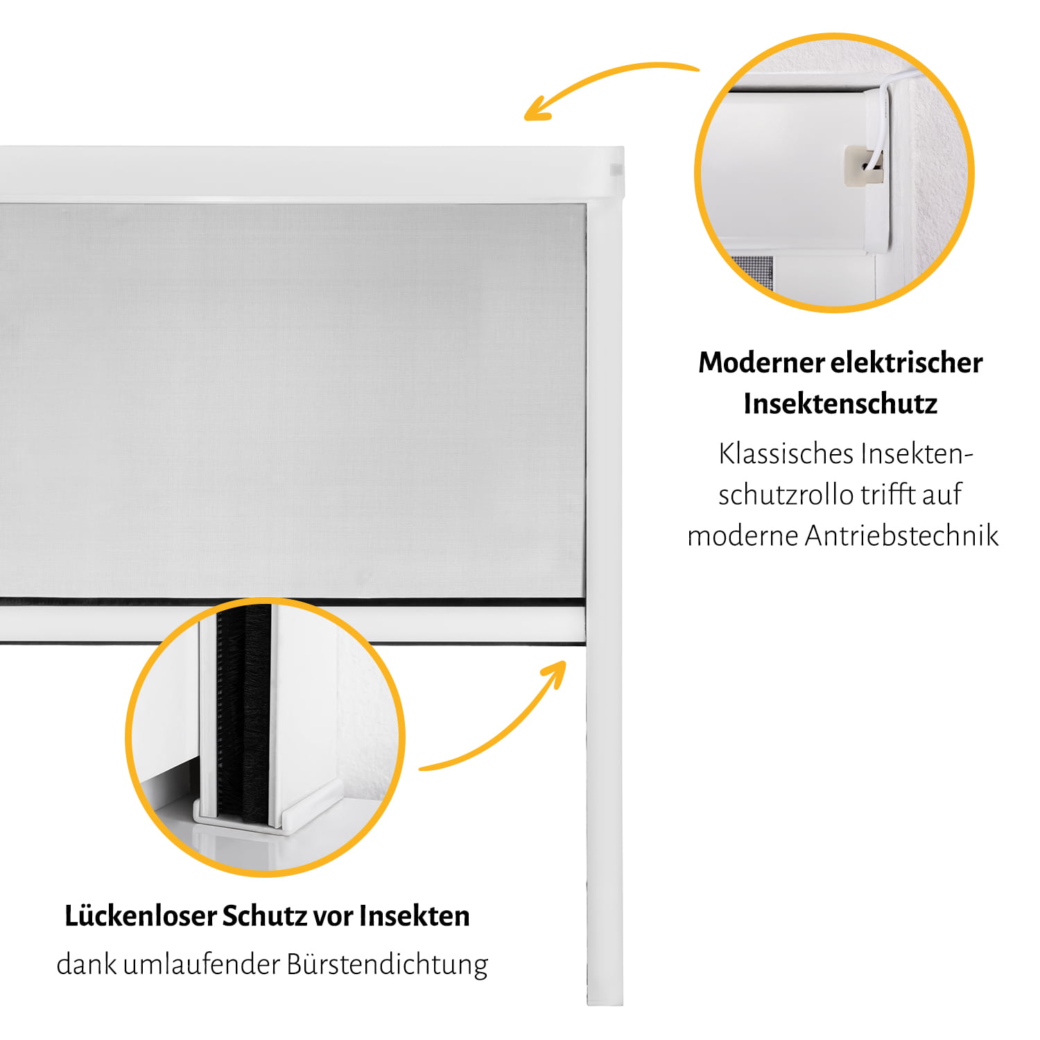 elektrisches Insektenschutzrollo Fenster "ENSEKTO", Zuschnitt - Alurahmen