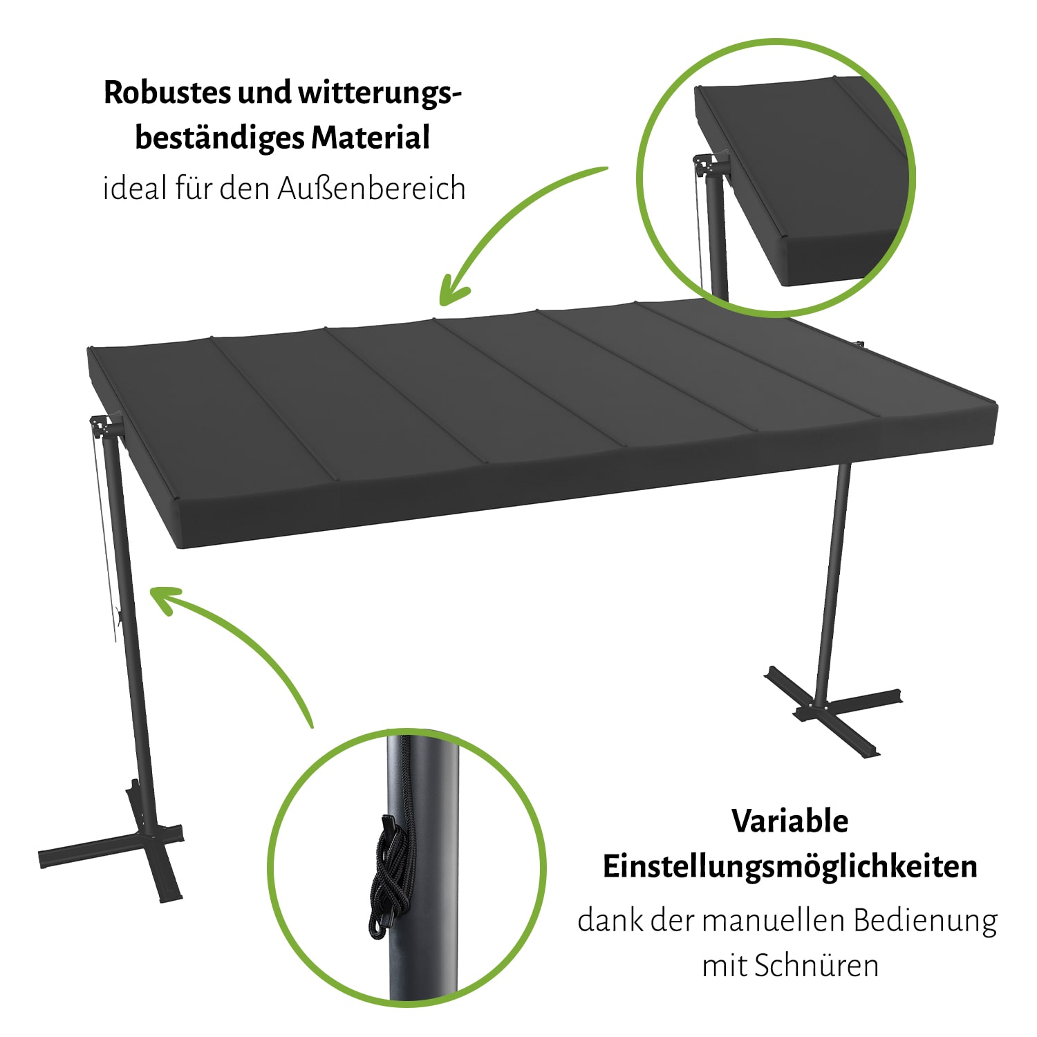 Freistehende Pergola-Markise, 375 x 250 x 220 cm - anthrazit