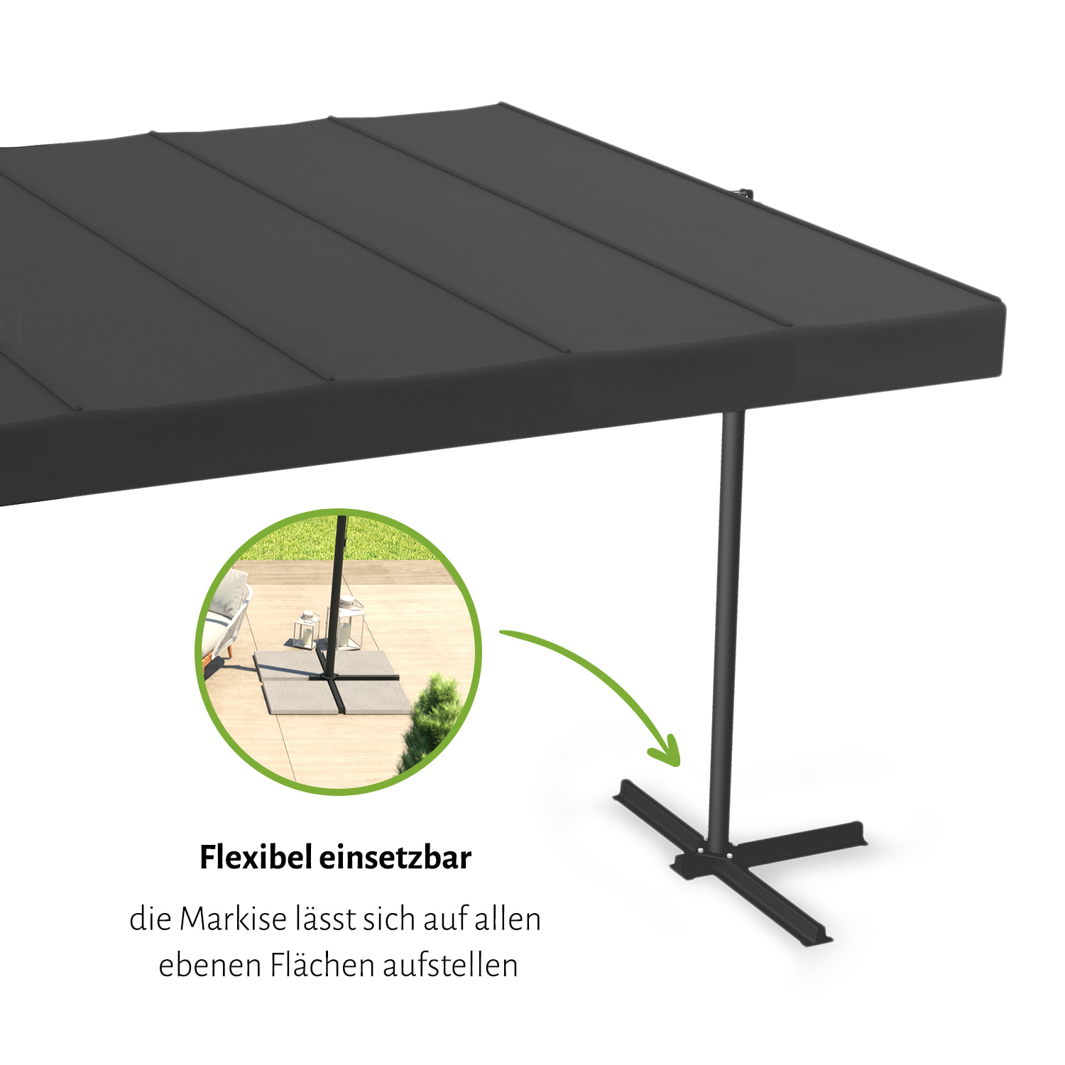 Freistehende Pergola-Markise, 375 x 250 x 220 cm - anthrazit